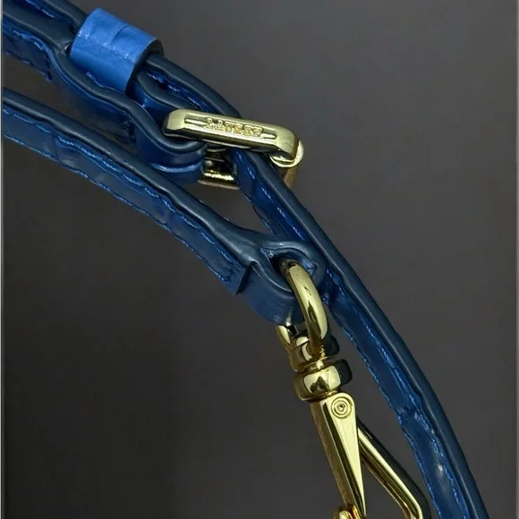Brand New Ralph Lauren Blue Crocodile Embossed Women's Crossbody Bag - Picture 8 of 13